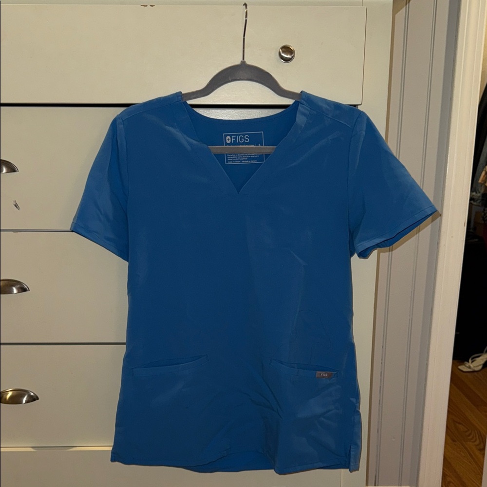 Figs Women's Short Sleeve Blue Top